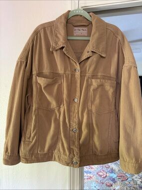 Free People Tan Corduroy Oversized Jean Jacket